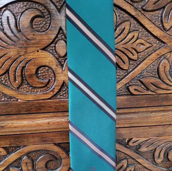 ⭐DIOR | Vintage Green Logo Striped Tie Spring Wedding Easter Graduation Party - Picture 3 of 16
